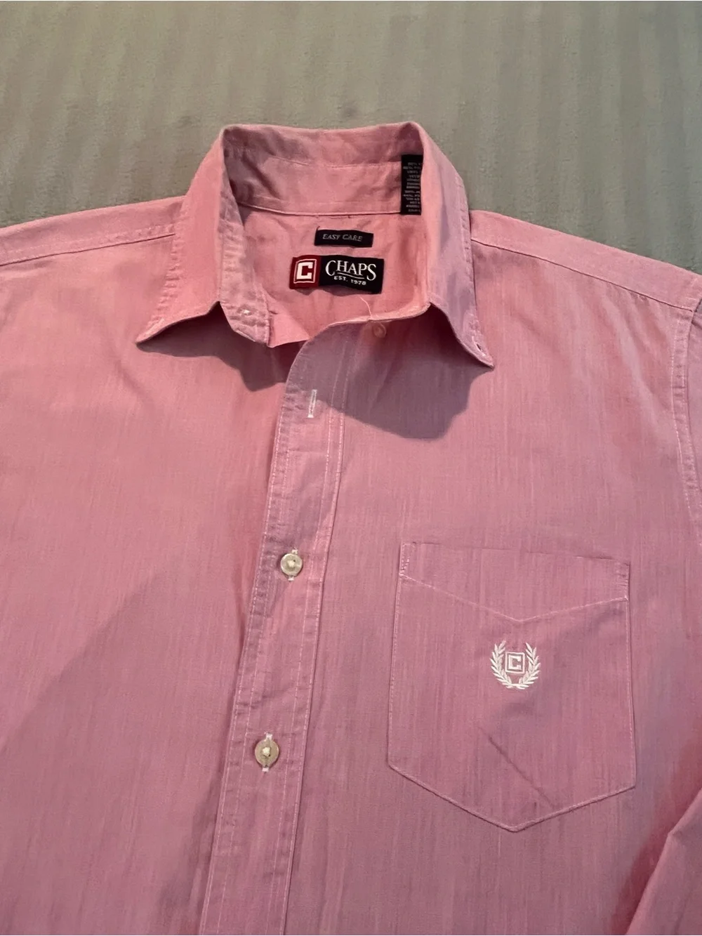 Chaps Men's Pink Long-Sleeve Button-Down Dress Shirt